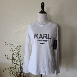 Karl Lagerfeld White Swim Rash Gaurd